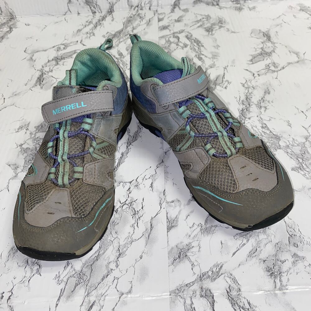 Merrell Kids Girls Gray Purple Blue Trail Chaser Sneakers Youth Size 5.5